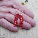 Plecione koralowe kolczyki z czerwonego korala i srebrnymi sztyftami - JewelsbyKT 