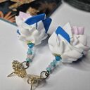 Kolczyki leciutkie klimatyczne róże z koralikami cudne polecam box a1