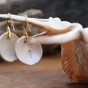 Kolczyki ceramiczne z liściem miłorzębu - zielone eko, ręcznie robione