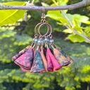 Kolczyki Kwiatki Kolorowe z Koralikami Etno Biżuteria