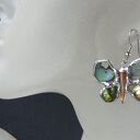 Kolczyki motylki jadeitowe Tiffany z muszlą abalone i kolorowymi perłami