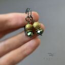 Kolczyki Golden Shadow & Khaki Green - handmade ze srebra 925, mosiądzu i szkła