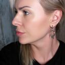 Srebro i kwarc - kolczyki koła boho