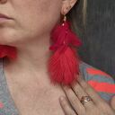 Kolczyki czerwone pióra - boho, długie i lekkie