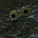 hand made kolczyki złote z onyksami