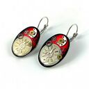 Kolczyki - oval-bordo (silver)