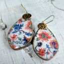 Orientalne kolczyki decoupage z żywicą - stal chirurgiczna