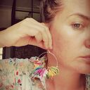 Kolorowe lekkie kolczyki koła z frędzlami w stylu boho-etno - Ruda Klara