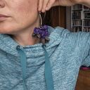 Lekkie, wyraziste kolczyki kwiatowe Boho Folk Frida - brązowo-niebieskie