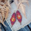 Długie kolczyki sutasz boho ceglano brązowe