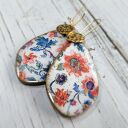 Orientalne kolczyki decoupage z żywicą - stal chirurgiczna
