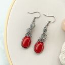 Kolczyki Jadeit Czerwony stal chirurgiczna