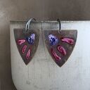 Kolczyki Triangle with Exotic Flowers - Ruby & Purple