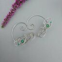 Oryginalne nausznice z zielonym agatem - wire wrapping