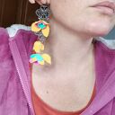 Kolczyki wkrętki Boho Frida - kolorowe kwiaty etno i koronka