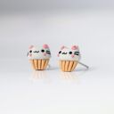 Maleńkie cupcake z Pusheen - słodkie kolczyki kotki w formie babeczek