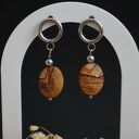 Kolczyki stal chirurgiczna - jaspis krajobrazowy