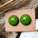 DAMSKIE ZIELONE KOLCZYKI wkrętki CERAMIKA & SZTYFTY stal szlachetna KOLOROWA BIŻUTERIA HAND-MADE ART