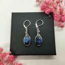 Kolczyki Labradoryt stal chirurgiczna handmade wirewrapping