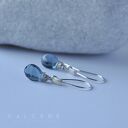 Kolczyki London Blue z kwarcu - satynowe srebro 2,8 cm (handmade)
