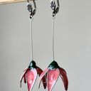 Długie kolczyki kwiaty, kolczyki ze stali nierdzewnej