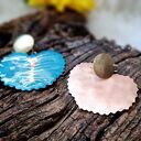 🌿 Duże, letnie kolczyki mosiężno-miedziane w kształcie liścia - turkusowa bajka z nutą lata 🌞