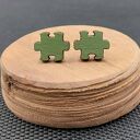 Kolczyki drewniane PUZZLE ZIELONE