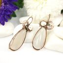 Kolczyki z agatem i perłą - wire wrapping miedź