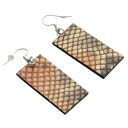 Prostokątne skórzane kolczyki wiszące ze stalą szlachetną brązowy wąż