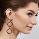 Kolczyki miedziane surowe w kształcie rombów c714ss