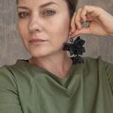 Kolczyki czarne lekkie tulipany handmade bardzo bujne zwracające uwagę
