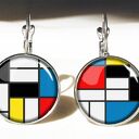 Mondrian - duże kolczyki wiszące