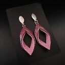 Wiszące Fioletowe Kolczyki z Koralików w Kształcie Łezki