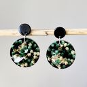 Czarne kolczyki, kolczyki z prawdziwymi kwiatami