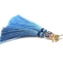 Kolczyki boho Light Jeans vol. 4 - długie chwosty, cyrkonie i złote łączniki (8,5 cm)