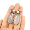 Kolczyki z agatem i perłą - wire wrapping miedź