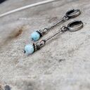 Larimar - kolczyki ze srebra 925 oksydowanego (handmade)