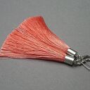 Kolczyki boho red grappa z chwostów i srebrnych elementów, 8,5 cm
