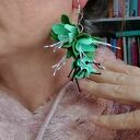 Lekkie kolczyki boho pistacjowe kwiaty w seledynowym kolorze - Ruda Klara