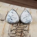 Agat dendrytowy i srebro - kolczyki sztyfty 1752a