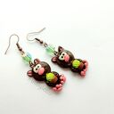 kolczyki dwa kotki z pistacjowa babeczka