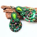 Green Masai kolczyki sutaszowe