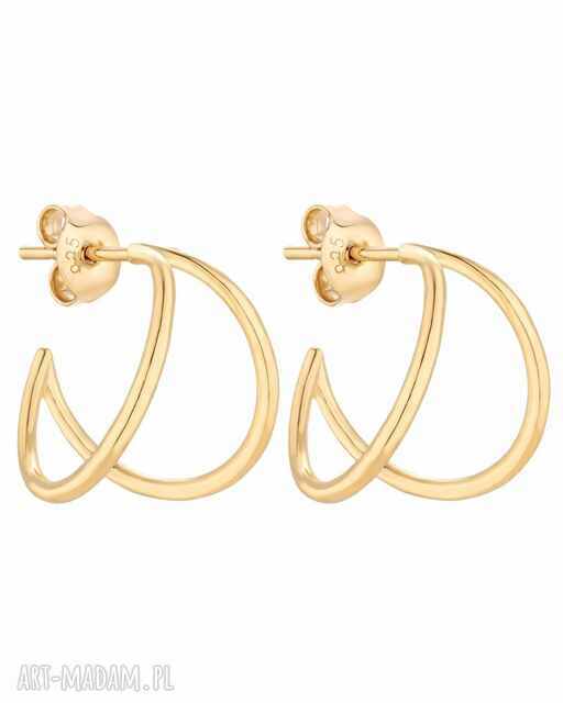 Złote kolczyki podwójne półkola