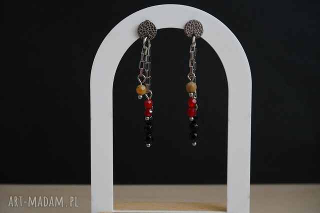 Kolczyki stal chirurgiczna - agat, onyks