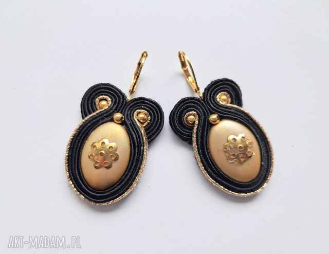 Kolczyki haftowane sutaszowe Gold Flower