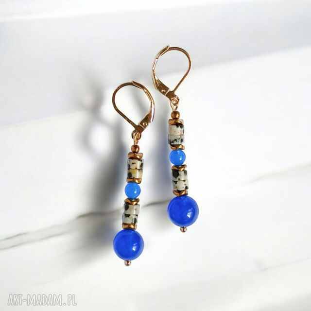 JASPER collection: kolczyki dłuższe 5cm: jaspis & jadeit niebieski