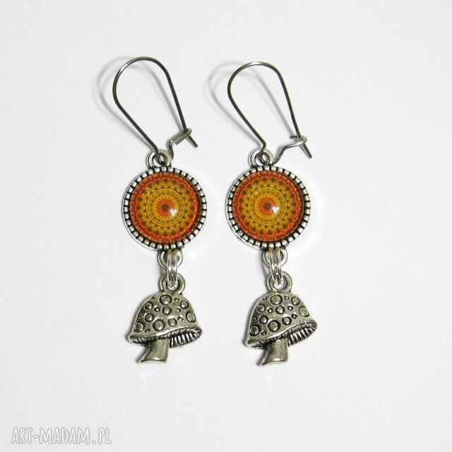 Kolczyki - Grzybki, mandala - wiszące