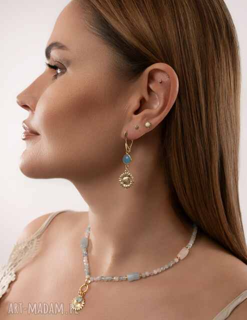 Kolczyki z chalcedonu Słoneczniki, Srebro 925 w złotym pokryciu