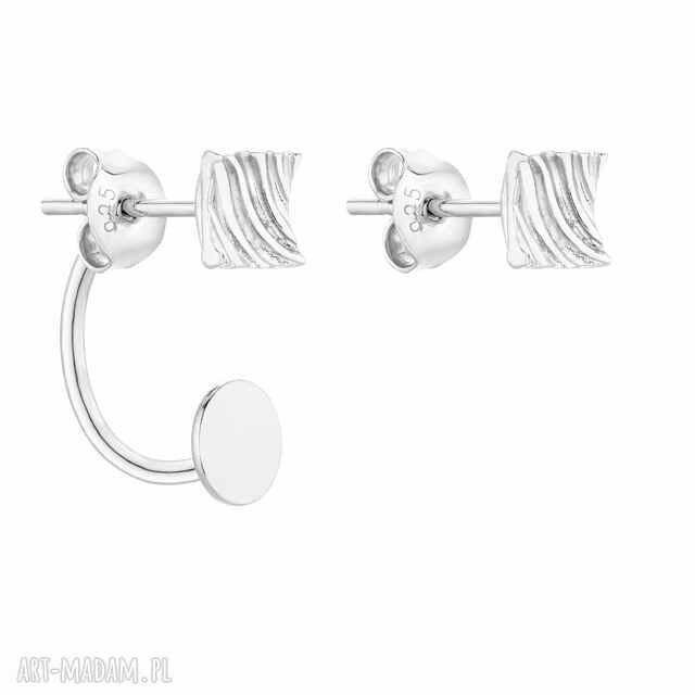 Srebrne asymetryczne kolczyki z ozdobnymi kwadratami