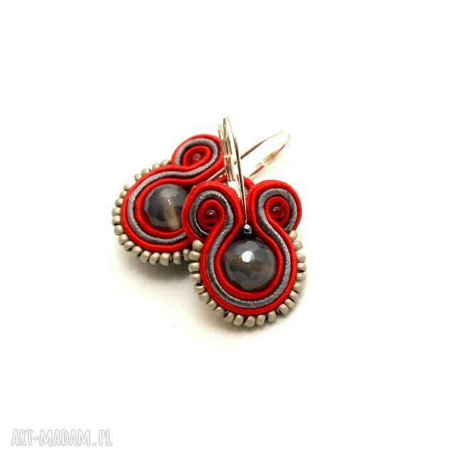 małe kolczyki sutasz z agatami - soutache